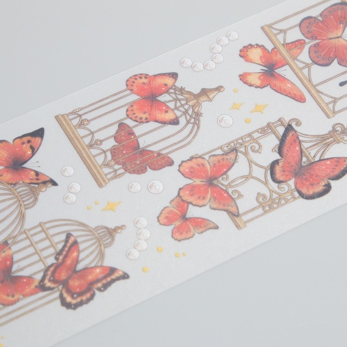 Наклейки для творчества Наклейки для творчества "Бабочки красные на клетках" набор 3 листа 6х21 см