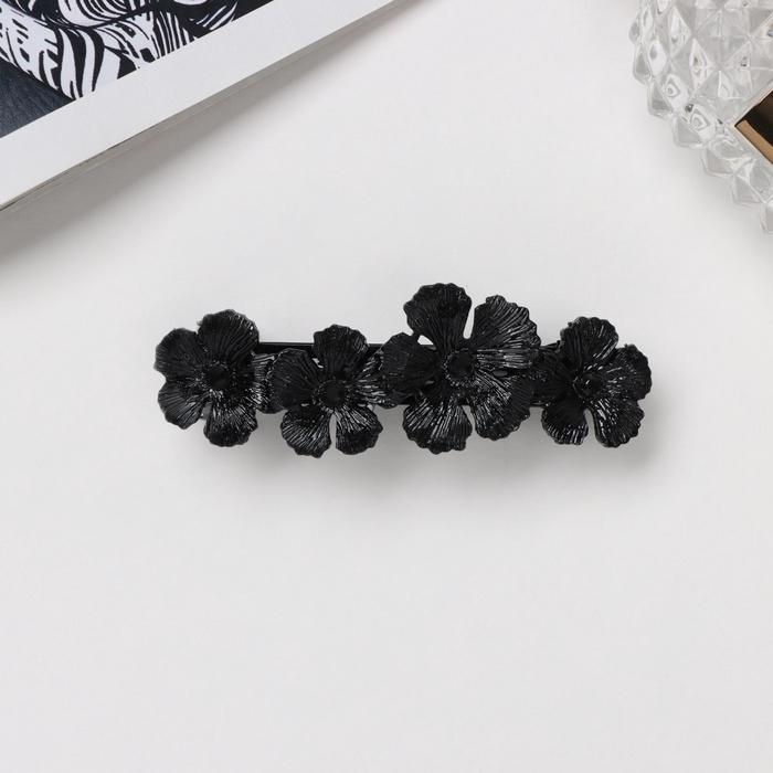 Заколка-автомат Заколка-автомат "Эстер" цветы, 8 см, чёрный
