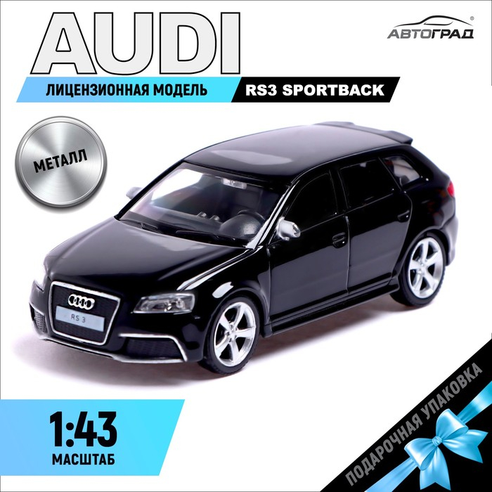 Машина металлическая AUDI RS3 SPORTBACK, 1:43, цвет чёрный Машина металлическая AUDI RS3 SPORTBACK, 1:43, цвет чёрный