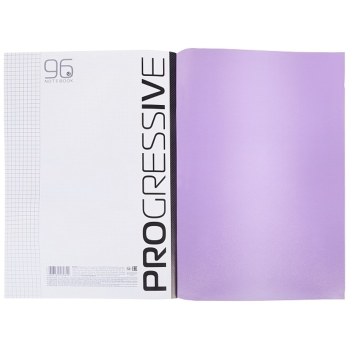 Тетрадь A4, 96 листов в клетку, PROGRESSIVE, пластиковая обложка, блок 65 г/м2, фиолетовая