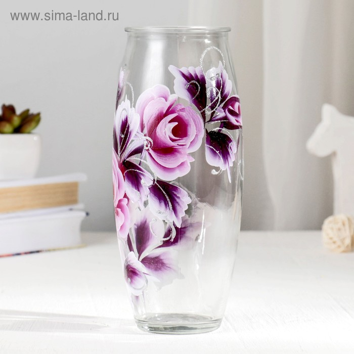 Ваза Ваза "Роза" роспись на проз.стекле, d-7см 10х23 см