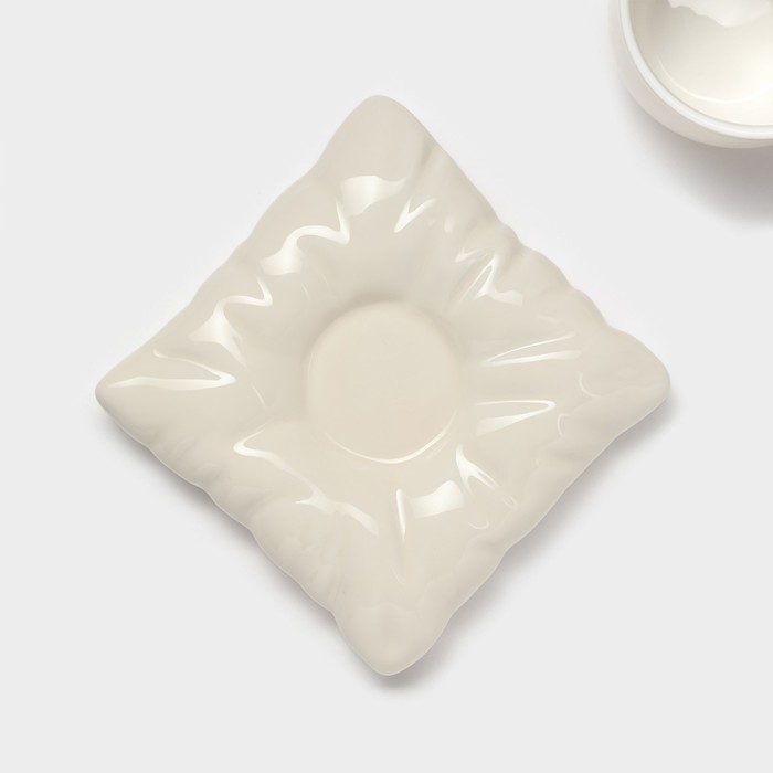 Чайная пара керамическая с ложкой «Зефирка», 2 предмета: чашка 250 мл, блюдце d=13 см, цвет бежевый Чайная пара керамическая с ложкой «Зефирка», 2 предмета: чашка 250 мл, блюдце d=13 см, цвет бежевый