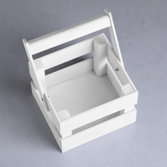 Кашпо деревянное 12×11×9 см  Кашпо деревянное 12×11×9 см "Однушка Лайт", двухреечное, белый Дарим Красиво