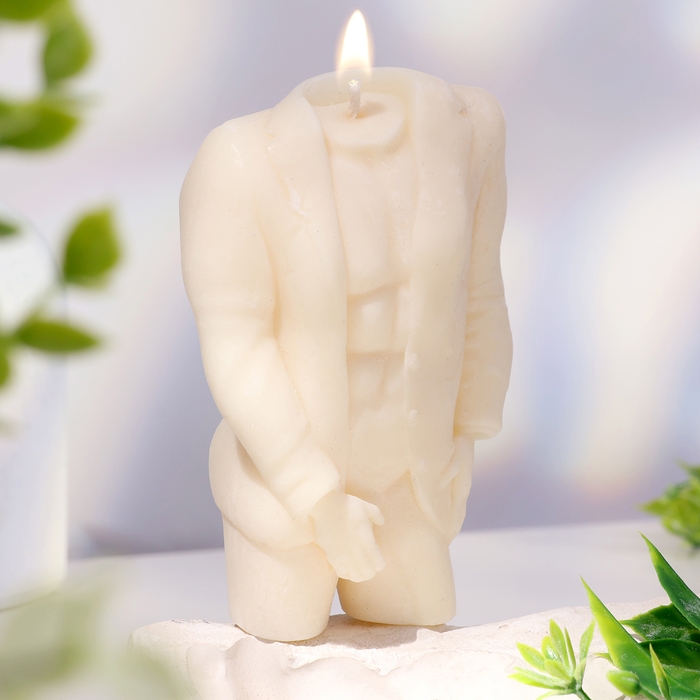 Свеча фигурная из натурального воска  Свеча фигурная из натурального воска "Мужчина в пиджаке", 11 см, 155 г, 3 ч, белый