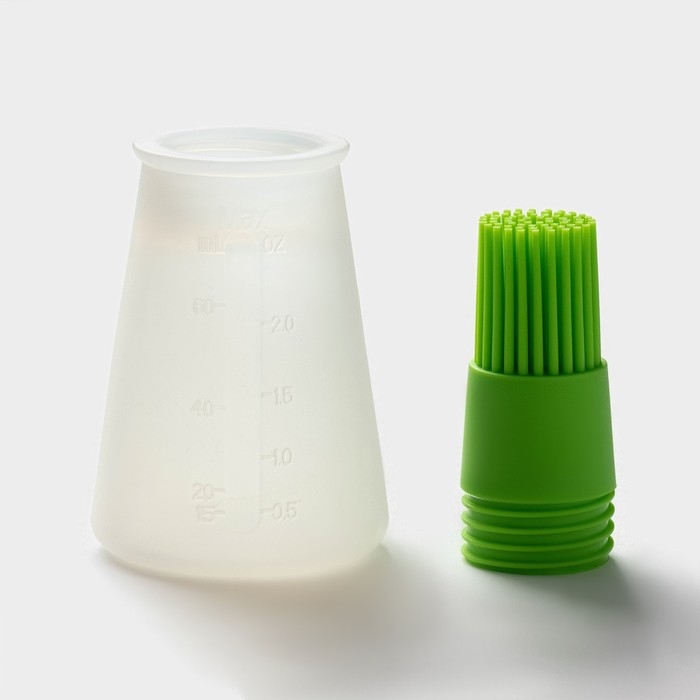 Кисть с резервуаром для масла Доляна «Олио», силикон, 70 мл, 11 см, цвет зелёный Кисть с резервуаром для масла Доляна «Олио», силикон, 70 мл, 11 см, цвет зелёный