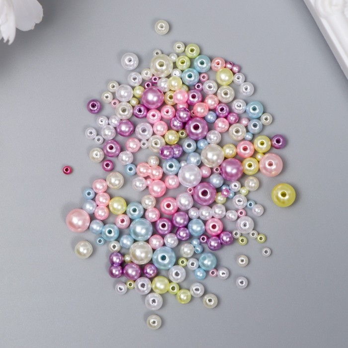 Бусины для творчества пластик Бусины для творчества пластик "Круглые. Ассорти макарун" d=3-8 мм, набор 10 гр