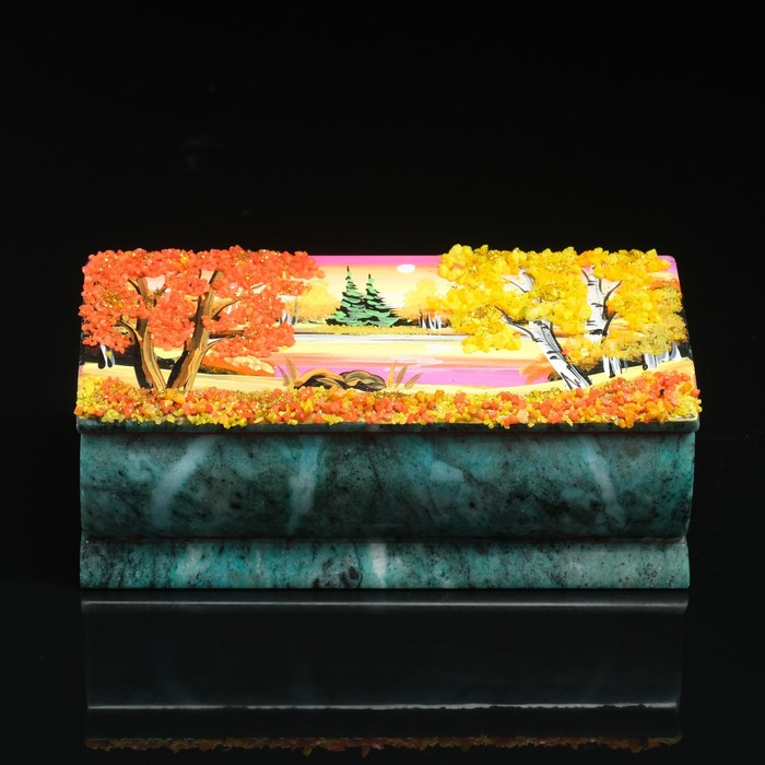 Ларец Ларец "Осень" 15х7х5,5 см, каменная крошка, змеевик