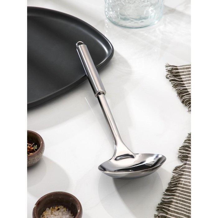 Половник из нержавеющей стали Доляна «Металлик», 150 мл, h=31 см, цвет серебряный Половник из нержавеющей стали Доляна «Металлик», 150 мл, h=31 см, цвет серебряный