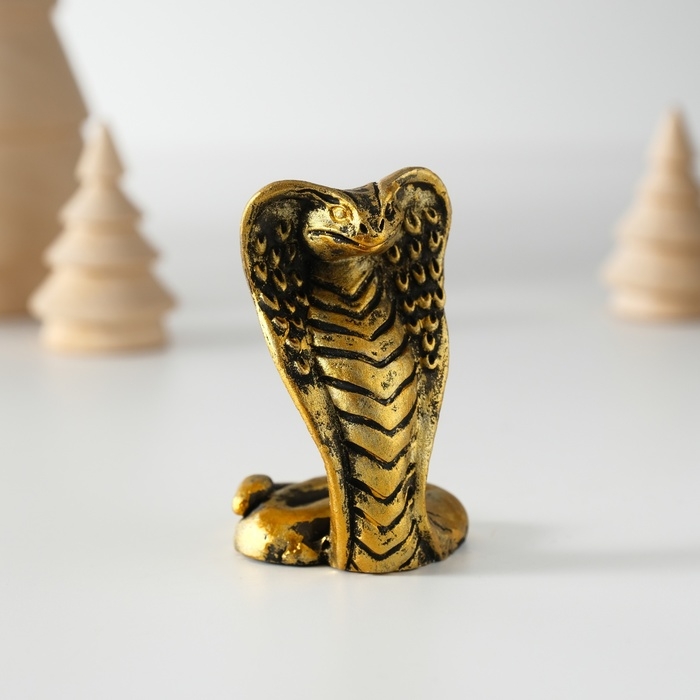 Сувенир полистоун Сувенир полистоун "Кобра королевская" чёрно-золотая 3,3х6 см