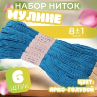 Набор ниток мулине №3843, 8 ± 1 м, 6 шт, цвет ярко-голубой