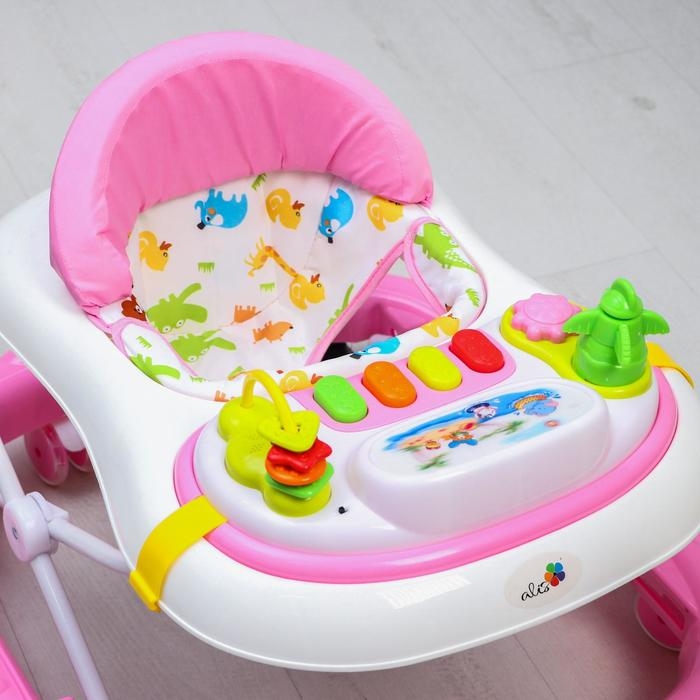 Ходунки «Улыбка», 8 силик. колес, съемная панель, муз., свет, игрушки, розовый Ходунки «Улыбка», 8 силик. колес, съемная панель, муз., свет, игрушки, розовый