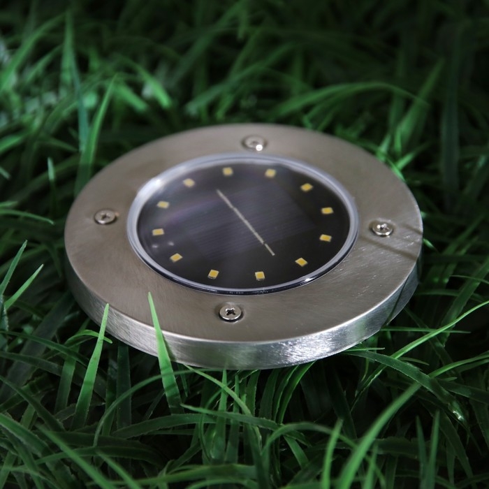 Садовый светильник на солнечной батарее, 11.5 × 13 × 11.5 см, 12 LED, свечение тёплое белое Садовый светильник на солнечной батарее, 11.5 × 13 × 11.5 см, 12 LED, свечение тёплое белое