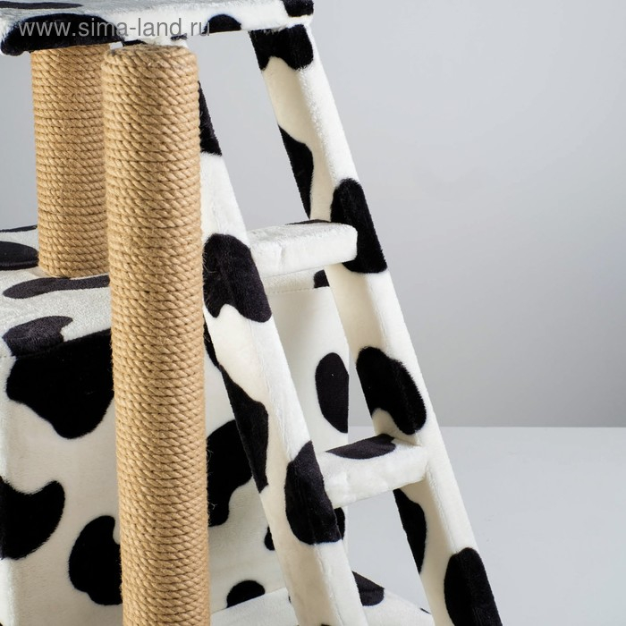 Домик для кошек с когтеточкой  Домик для кошек с когтеточкой "Домосед", с лестницей и площадкой, 60 х 35 х 56 см, микс