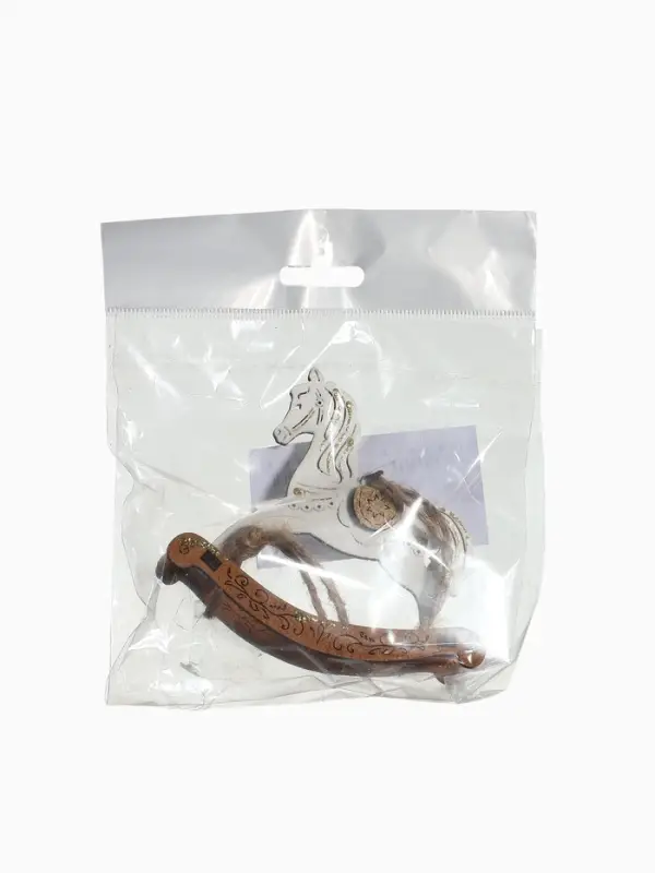 Ёлочное украшение Ёлочное украшение "Лошадка-качалка" 9х2,5х8 см, Белый-дуб