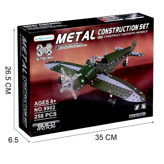 Конструктор металлический &laquo;Самолёт бомбардировщик&raquo;, 258 деталей