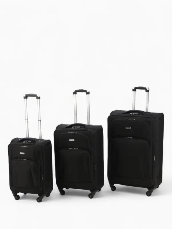 Чемодан 20 Чемодан 20", Текст, 37*23*54, отд на молнии, 2 нар/карм, увелич, код замок, 4 колеса, черный 10875