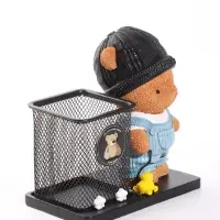 Фигура - карандашница&laquo;Медвежонок с уточкой&raquo; полистоун, 8.9&times;15.7&times;16 см