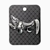 Брошь для кармана "Крокодил", цвет чернёное серебро