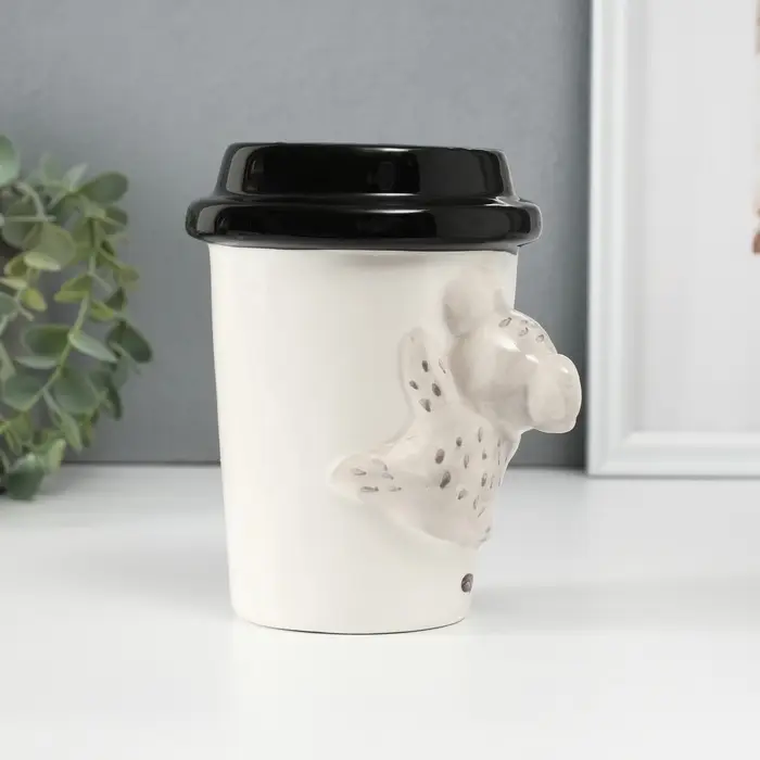 Копилка для денег &laquo;Коала с кофе&raquo;, керамика, 10.2&times;12.8&times;14.2 см