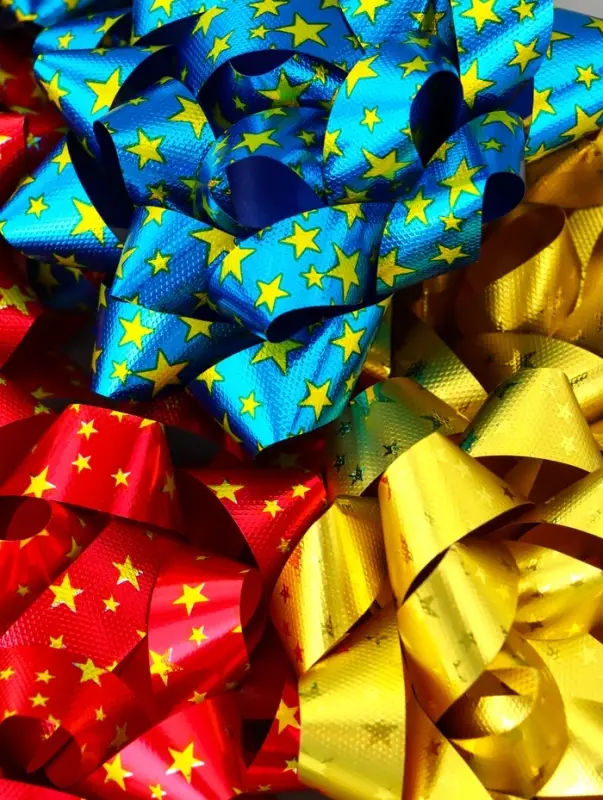 Подарочный Бант - звезда №10, для упаковки подарков, набор 6 шт. МИКС