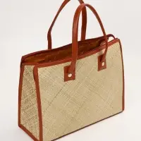 Сумка плетёная на молнии из пандана, 41&times;16&times;50 см, светло-коричневая