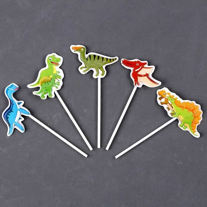 Топпер для торта «Динозаврики», в наборе 5 шт. Топпер для торта «Динозаврики», в наборе 5 шт.