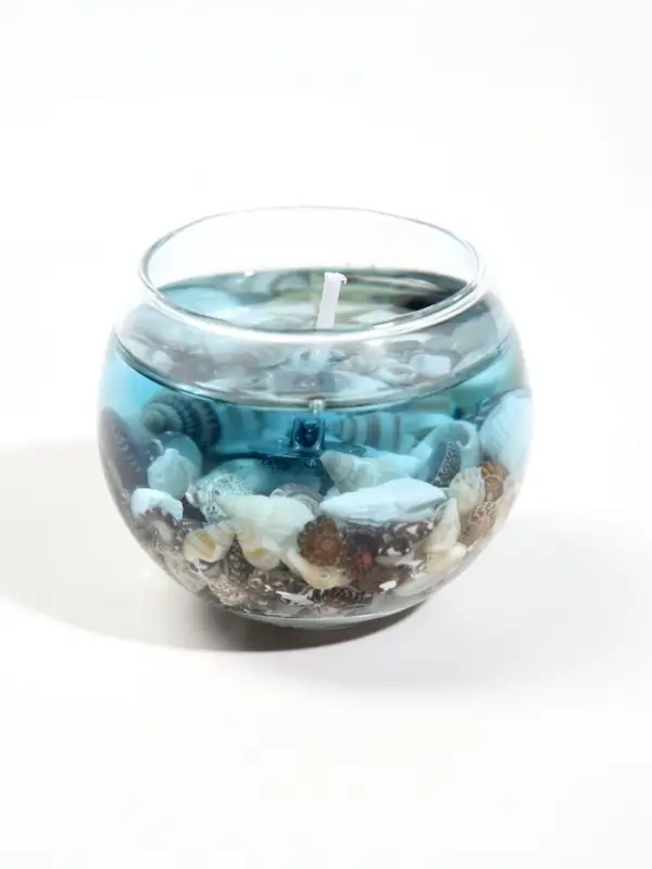 Свеча гелевая в стекле &laquo;Морской мир&raquo;, синий, 6.5&times;6.5&times;6 см, 6 ч