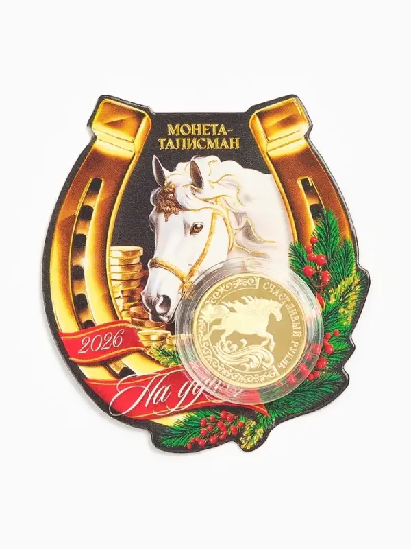 Монета новогодняя сувенирная «Талисман на удачу», диам. 2,2 см Монета новогодняя сувенирная «Талисман на удачу», диам. 2,2 см