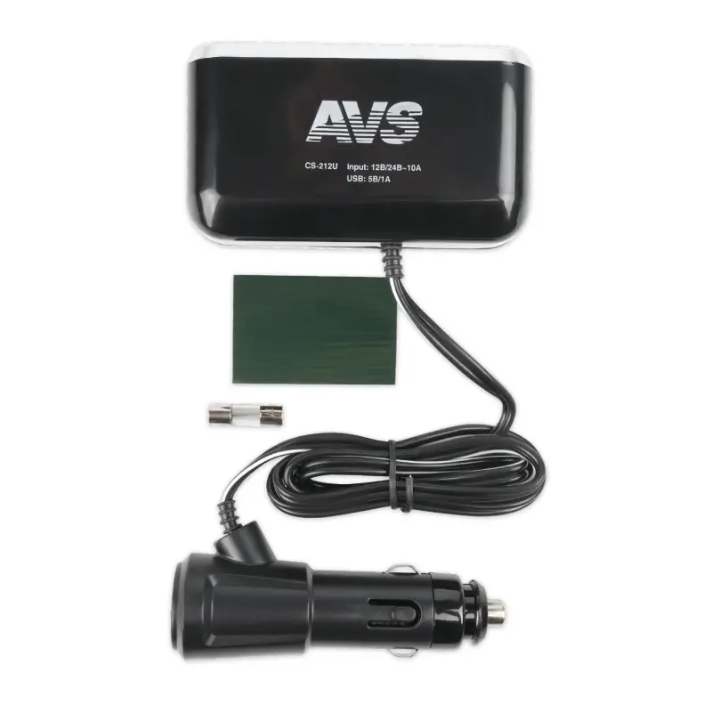 Разветвитель прикуривателя AVS 12/24 (на 2 выхода+USB) CS212U