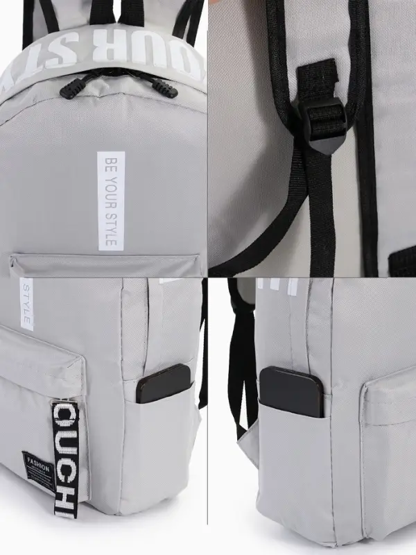 Рюкзак молодёжный на молнии, с карманами, размер 27&times;10&times;37.5 см, серый