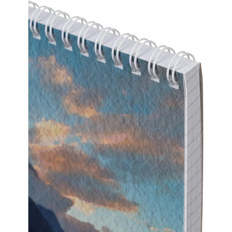 Блокнот А5,80л,клетка,метал.гребень,цв.обложка Природа,в ассорт