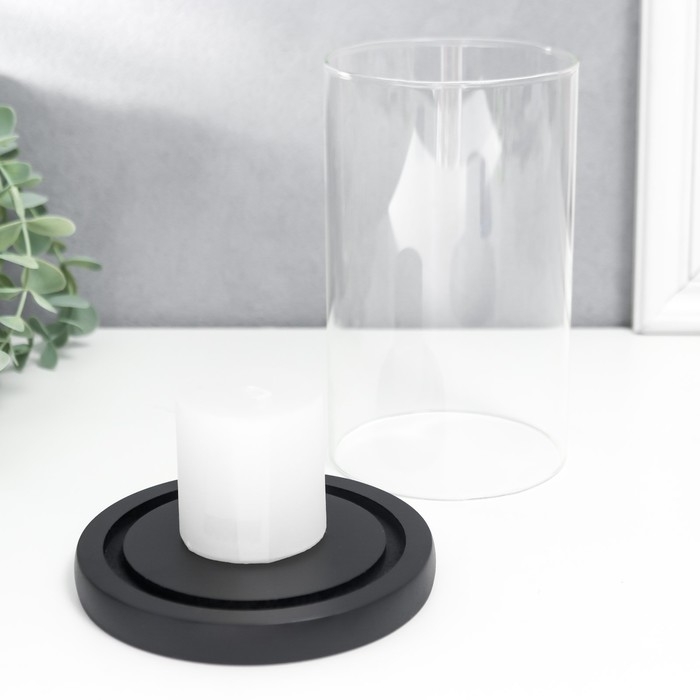 Подсвечник дерево, стекло на 1 свечу "Эстет" 14х12,5х12,5 см