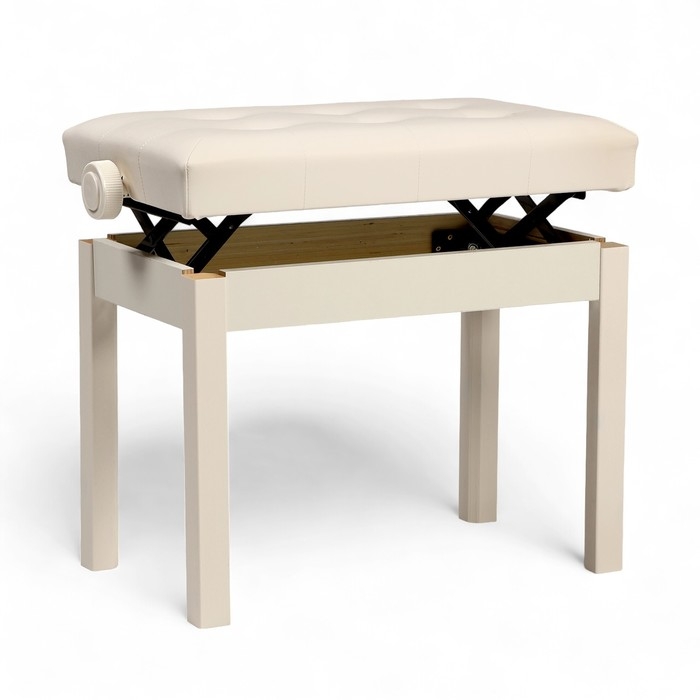 Банкетка для пианино Music Life сиденье 55х34, высота 48-58 см, белая, нагрузка 100 кг Банкетка для пианино Music Life сиденье 55х34, высота 48-58 см, белая, нагрузка 100 кг