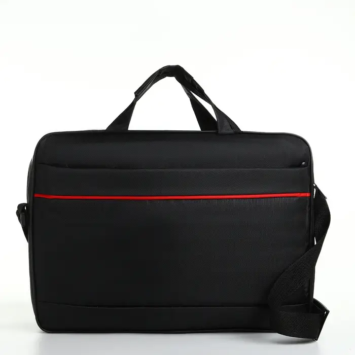 Сумка для ноутбука на молнии, наружный карман, длинный ремень, 40.5&times;6.5&times;31.5 см, чёрная