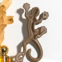 Крючок настенный &laquo;Ящерка&raquo;, ключница декоративная, чугун, 18.8&times;10&times;4 см