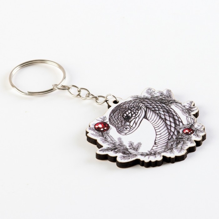 Брелок новогодний, для ключей, деревянный &laquo;Змея черная&raquo;, 5,2 х 9,3 см