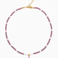 Чокер "Морской мир" хвост русалки с жемчугом, цвет фиолетово-белый в золоте