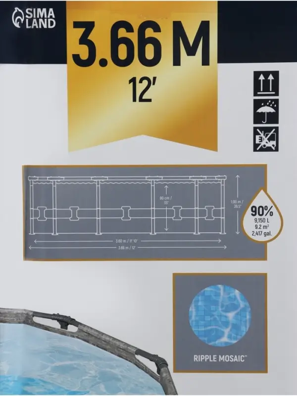 Бассейн каркасный Steel Pro, 366&times;100 см, круглый, цвет графит, 561PG Bestway
