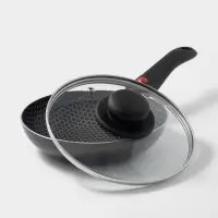 Сковорода Forever, d=18 см, съёмная ручка, стеклянная крышка, антипригарное покрытие, алюминий, чёрная