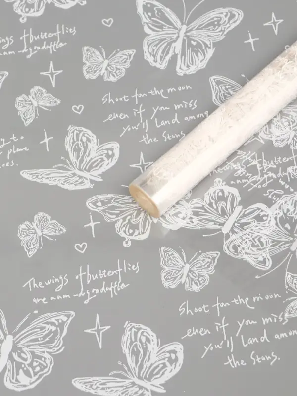 Пленка для цветов "Бабочки", белая, 0,7 х 7,6 м, 40 мкм, 200 гр