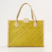 Сумка плетёная на застёжке из пандана, 35&times;12&times;40 см, жёлтая