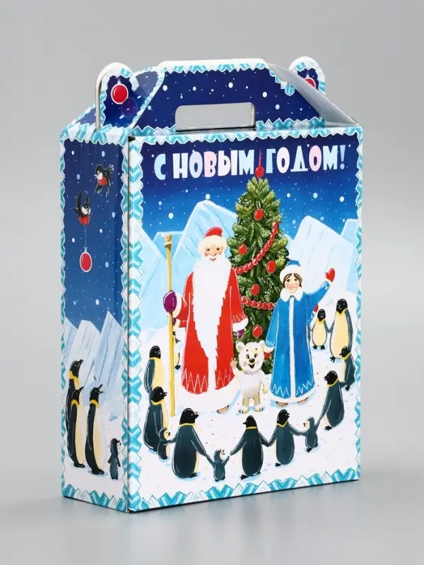 Подарочная новогодняя коробка «Пингвины», для сладких подарков, 16.8×7×25 см Подарочная новогодняя коробка «Пингвины», для сладких подарков, 16.8×7×25 см