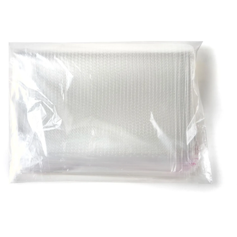 Пакет БОПП 250x350мм+40мм клапан со скотчем 30мкм с перфорацией 100 шт/уп