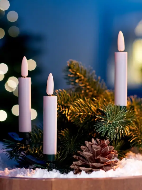 Светодиодные «Свечи на прищепках» 10 см, набор 10 шт, 10 LED, от батареек АААх10, пульт, свечение тёплое белое