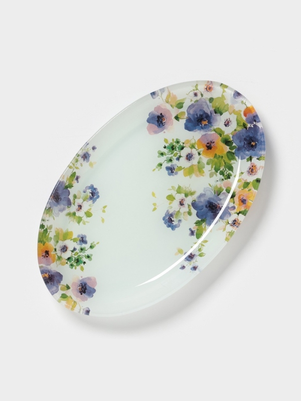 Блюдо сервировочное Доляна «Букет незабудок», 24,5×15×2 см , стекло, рисунок Блюдо сервировочное Доляна «Букет незабудок», 24,5×15×2 см , стекло, рисунок