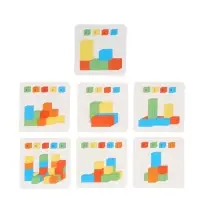 Детский набор деревянные кубики, цветные, 60 штук