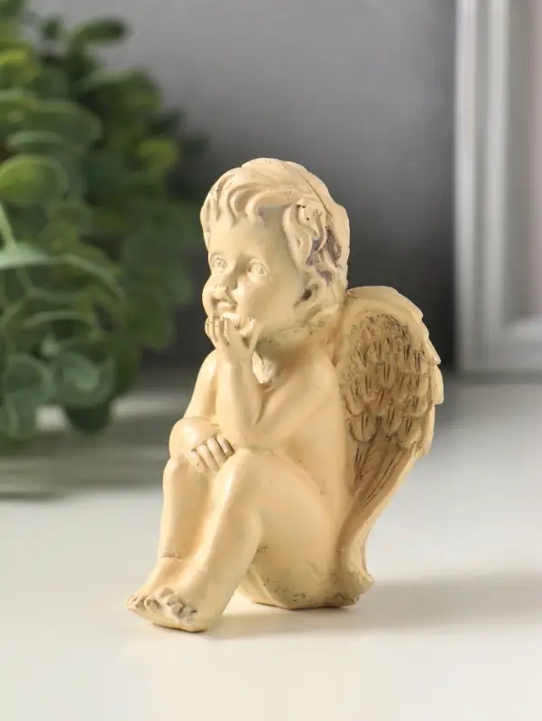 Фигурка гипс &laquo;Ангел мечтает&raquo;, 10&times;5 см, слоновая кость