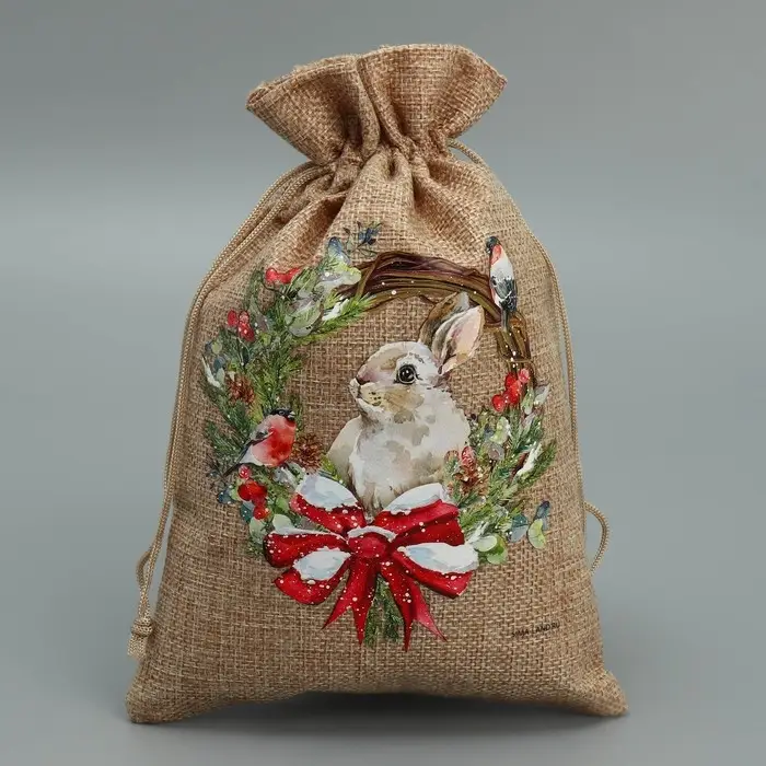 Мешочек подарочный с термонаклейкой «Зайка», 16 х 24 см +/- 1.5 см Мешочек подарочный с термонаклейкой «Зайка», 16 х 24 см +/- 1.5 см