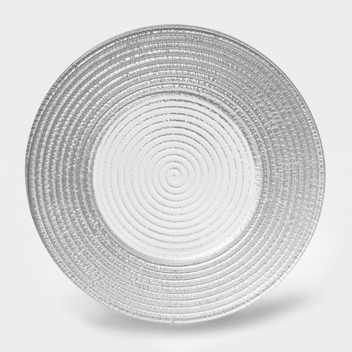 Тарелка стеклянная «Севилья», d=21 см, цвет серебряный Тарелка стеклянная «Севилья», d=21 см, цвет серебряный