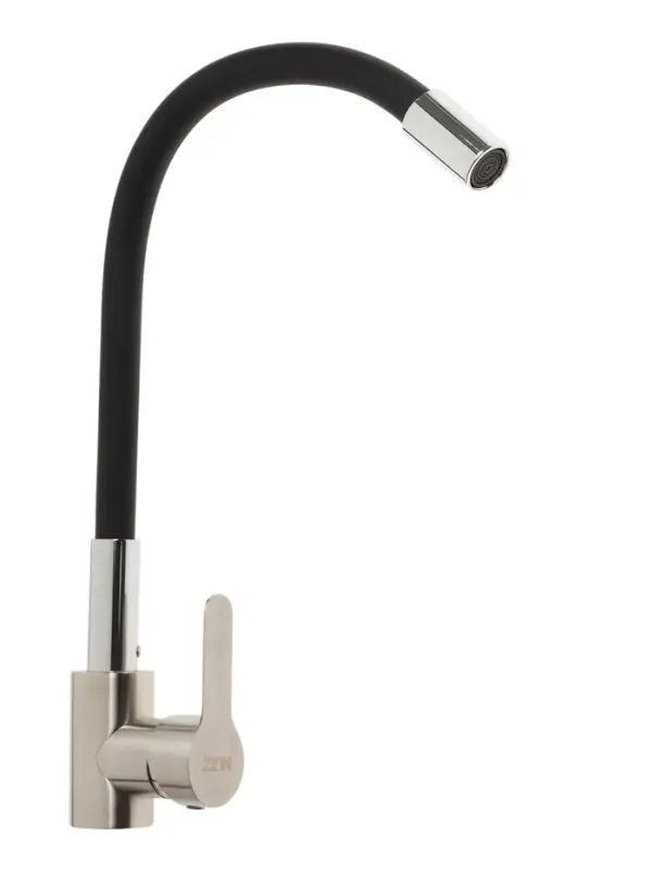 Смеситель для кухни ZEIN Z2751, гибкий излив, картридж 35 мм, нерж. сталь, черный/сатин